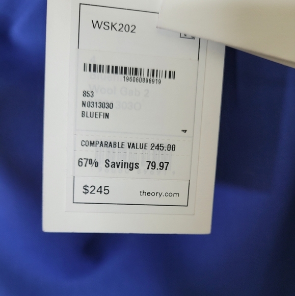 NWT Theory Project Wool Mini Skirt Size 4 Bluefin - Picture 11 of 11